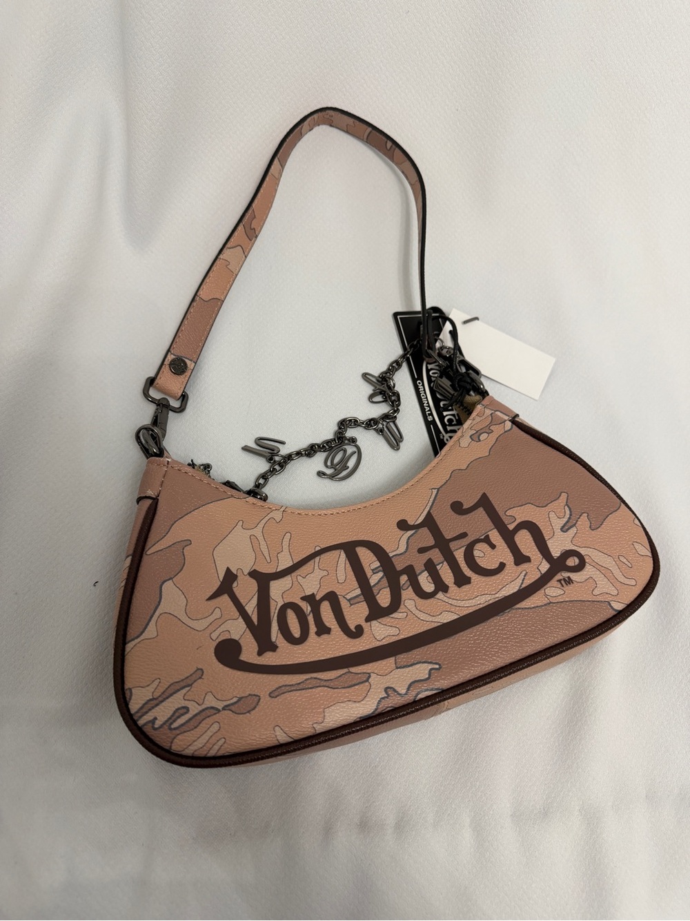 Von Dutch Tan Pink Camo Shoulder Bag